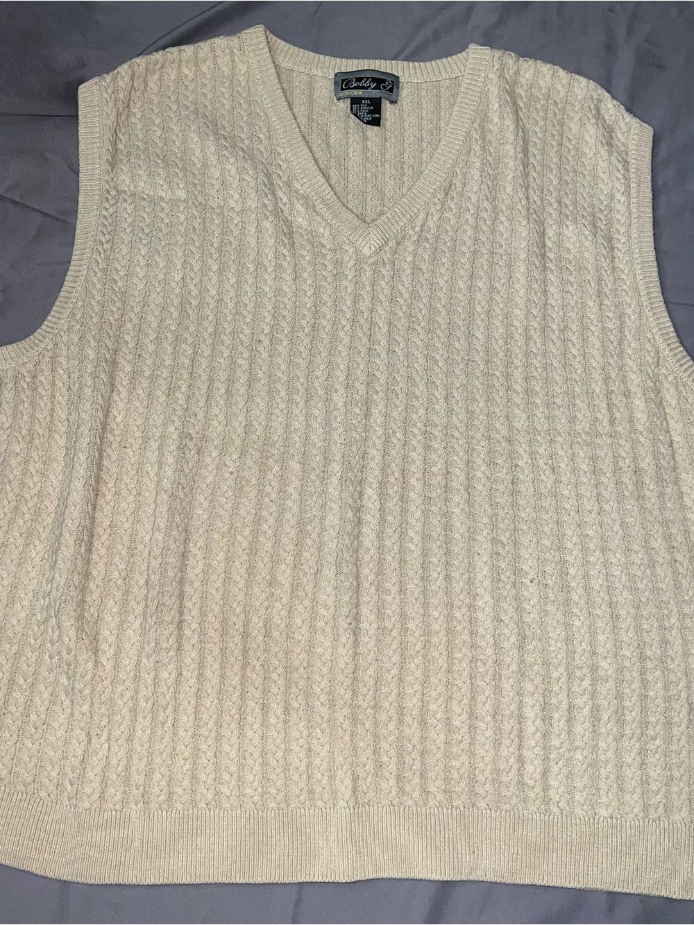 Vintage Tan Cable Knit Silk Blend Dark Academia Sweater Vest